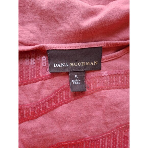 Dana Buchman Womens Sequined  Top Small Pink 3/4 Sleeve Normcore Classiccore - Picture 3 of 5